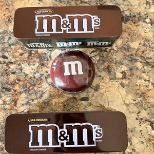 M&M'S Milk Chocolate Brown Tin Set with brown Round Tin
